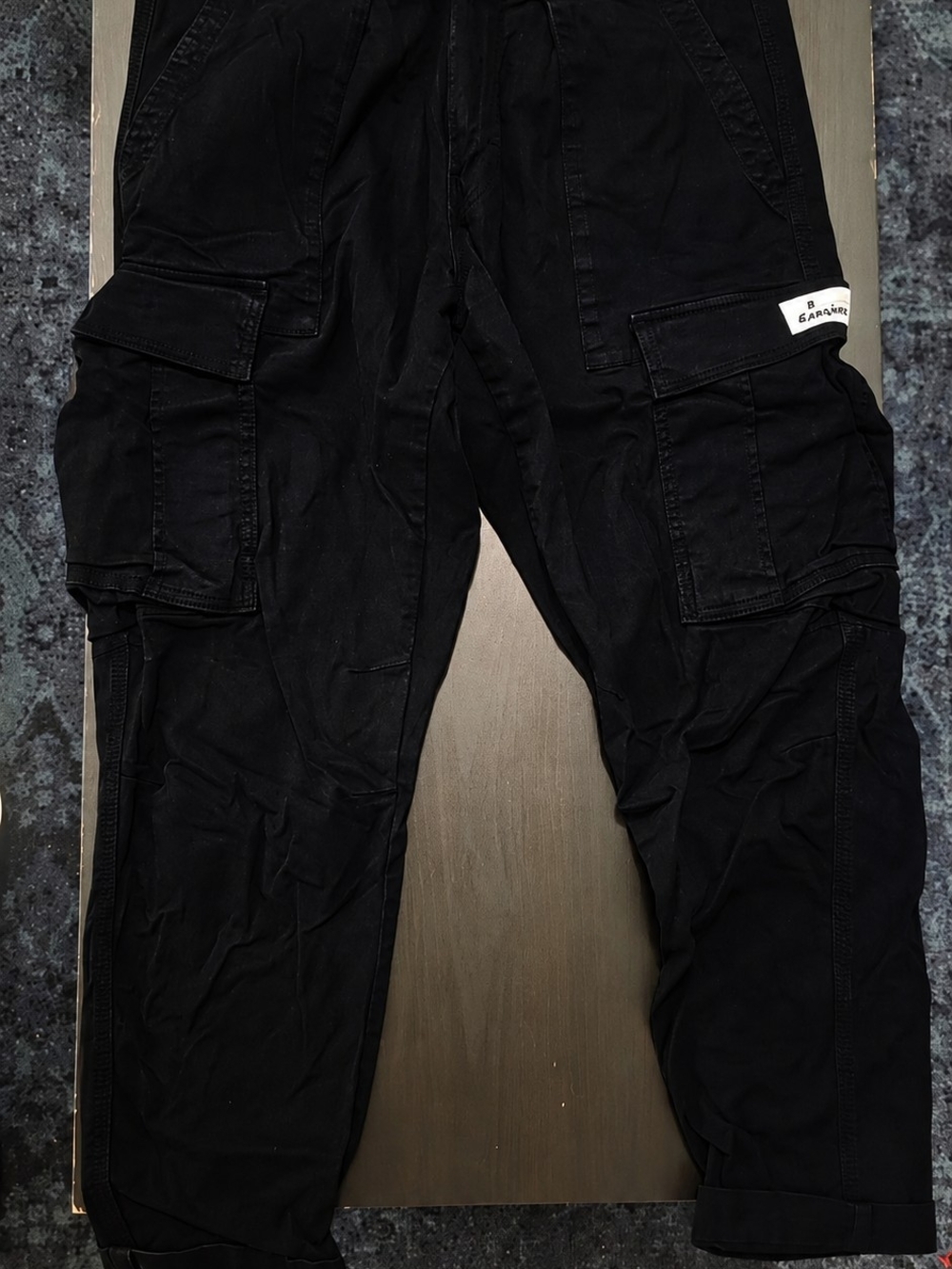 Zara Black Men's 32" Cargo Trousers with Patch Pocket Detail.